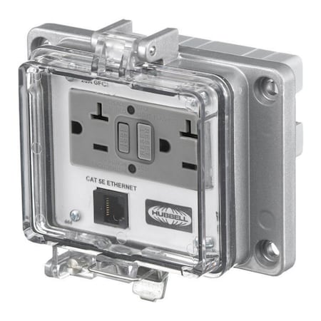 Hubbell Wiring Device-Kellems Signal And Control, Panel Safe, 1) DB9, 1) 15A 125V GFCI Receptacle, NEMA 12/4 Enclosure P205EDB9